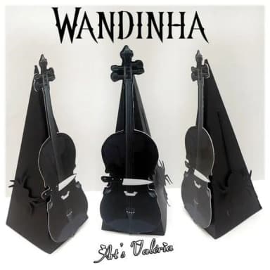 Caixa Pirâmide Violoncelo Wandinha Addams- Wednesday