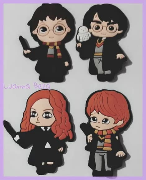 Apliques Personagens Harry Potter de borracha-pct c/8 unid