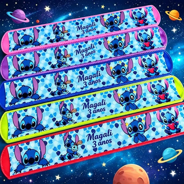 Pulseira Bate e Enrola Personalizada do Stitch