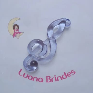 Pingente Nota Musical Azul Acrilico 7,5cm 5 Unidades