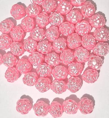 Pérola Flor Pink 12mm - Pct com 50 Unidades