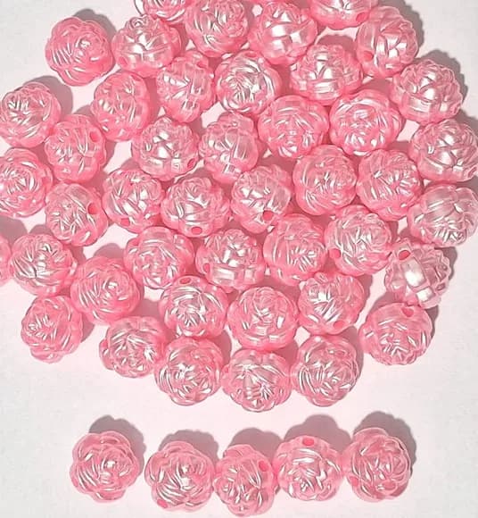 Pérola Flor Pink 12mm - Pct com 50 Unidades