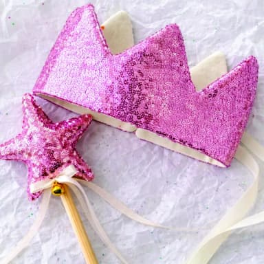 Coroa e Varinha em Paetê | Rosa