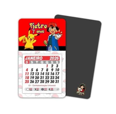 Imã de Geladeira com Calendário Pokemon
