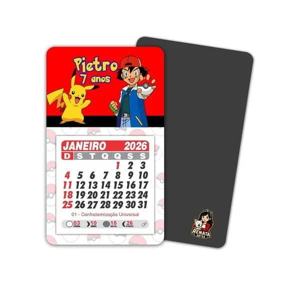 Imã de Geladeira com Calendário Pokemon