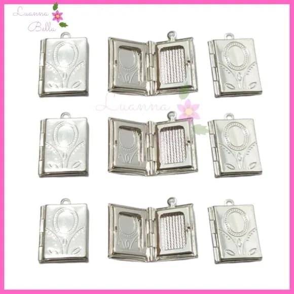 Pingente de Metal Prata Modelo Relicário -Pct c/7 unds