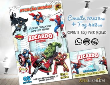 Convite Digital C/tag Herois Gibi 3