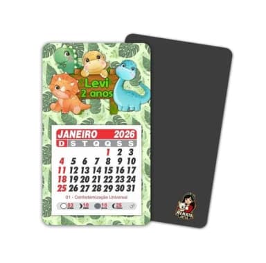 Imã de Geladeira com Calendário Dinossauro Baby