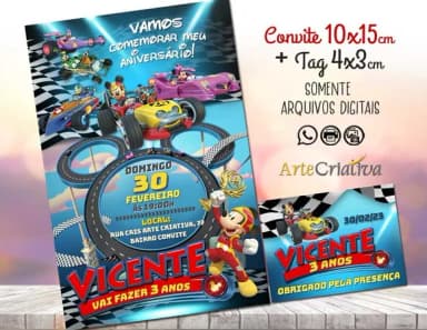 Convite Digital C/tag Mickey Race