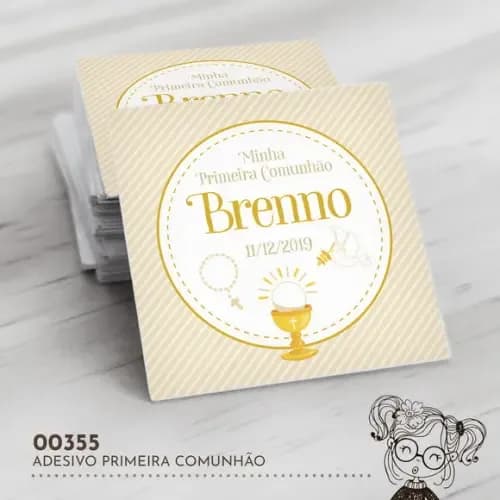 Adesivo Quadrado Primeira Comunhão - 00355