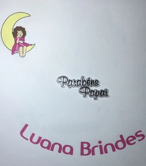 Plaquinhas com Frase parabéns Papai Prateada Pct C/10und