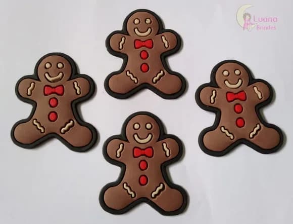 Aplique Boneco Biscoito de Natal de Borracha - Pct C/7 Unid