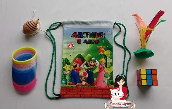 Mochila Brinquedos Retrô Tema Super Mario Bross