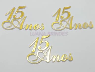 Plaquinha de 15 anos em Acrílico Branco com Dourado