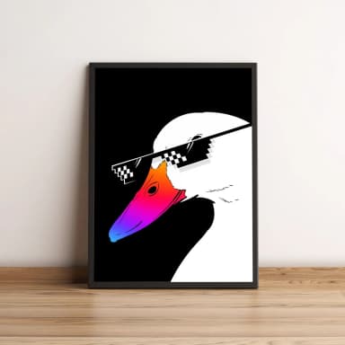Quadro com pato estilizado e óculos pixelados 2638