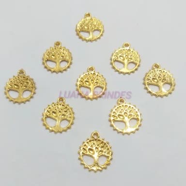 Pingente Árvore da Vida em Metal Dourado - pct c/10 unid