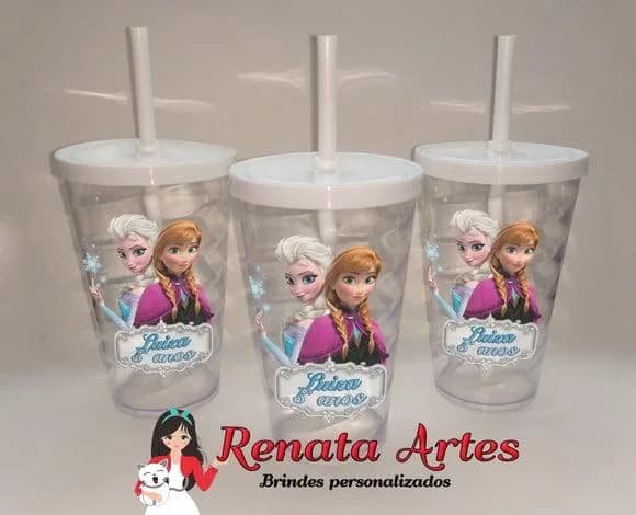 Copo com Canudo 500ml Frozen