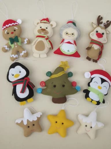 Kit com 10 enfeite de Natal em feltro