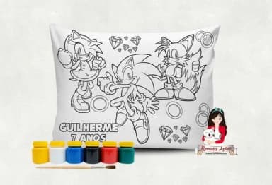 Almofada com Tinta para Colorir Sonic
