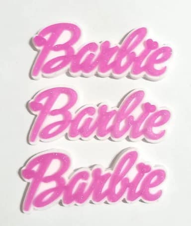 Aplique Nome da Barbie com Glitter Emborrachado - 6 Unidades