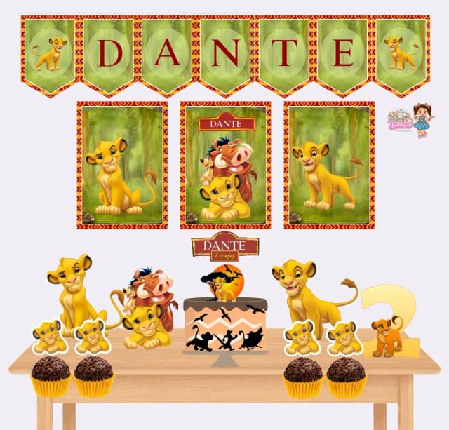Kit Festa Só Um Bolinho SIMBA - REI LEAO - Decoração de Festa