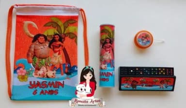 Kit Jogos Laranja Personalizados na Mochila Moana