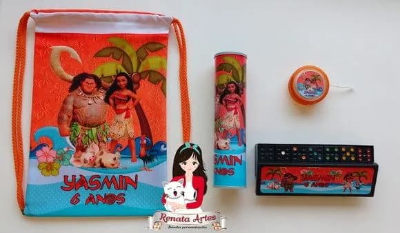 Kit Jogos Laranja Personalizados na Mochila Moana