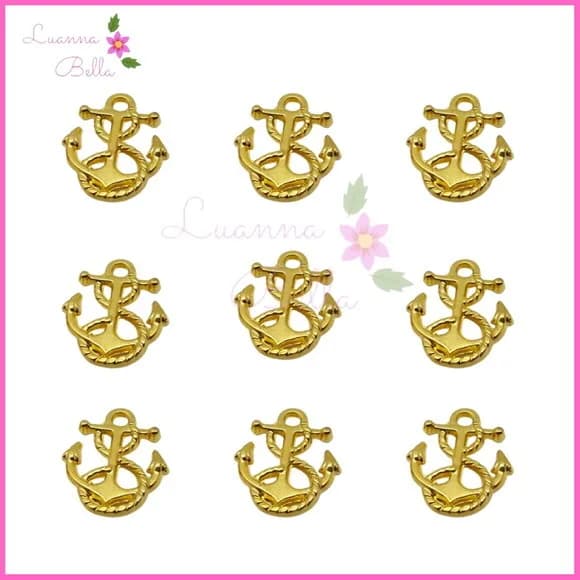 Pingente Âncora de Metal Dourado - Pct c/12 Unidades