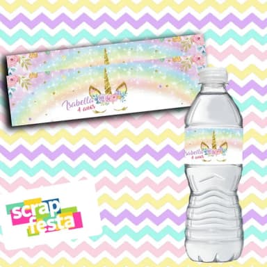 Adesivo Personalizado Rótulo Água 5x19,5 Unicórnio