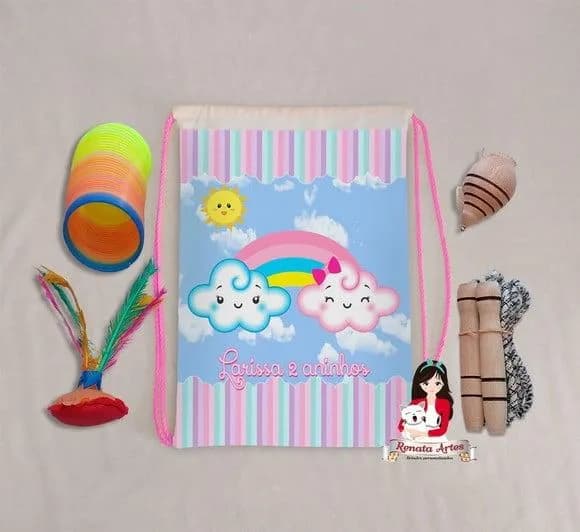 Mochila Boa Infância Personalizada Tema Chuva de Amor