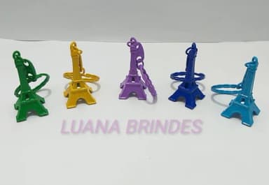 Chaveiro Torre Eiffel de Metal Colorido - Pct c/ 5 Unidades