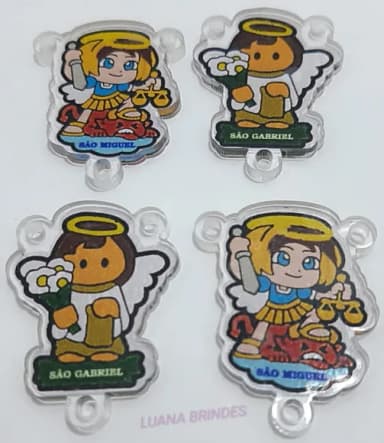 Entremeio São Miguel e São Gabriel de Acrilico -Pct c/6 unid