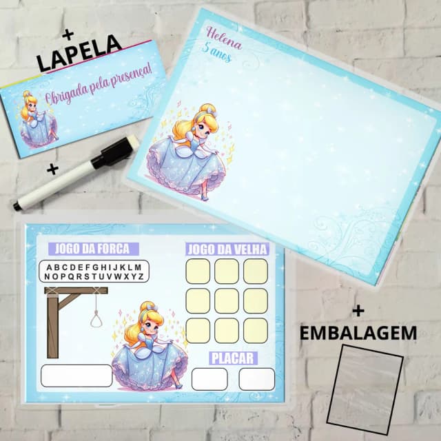 Lousa Magica Personalizada para lembrancinhas da Cinderela