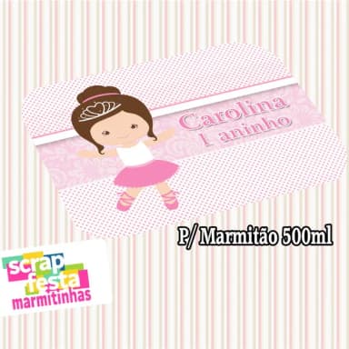 Tampa Personalizada Para Marmitinha 500ml Bailarina