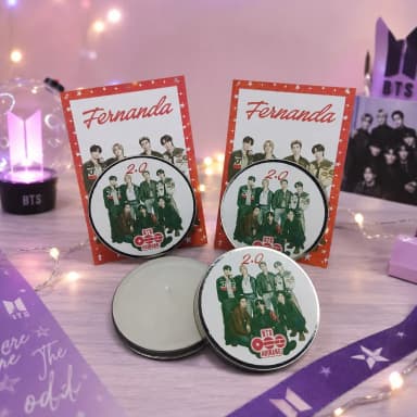 21 unidades de Vela Aromática na latinha Personalizada, BTS - ARMY, Aniversários, Festas, Brindes, fazemos qualquer tema.