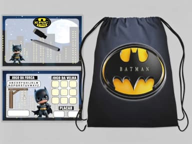 Kit Mochila e Lousa Magica para lembrancinhas Batman