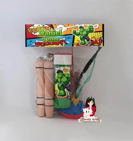 Kit Lembrancinha com Bolha de Sabão Hulk Desenho