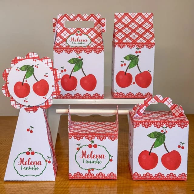 PEGUE E MONTE - Kit Festa CEREJINHA Decoração de Festa | Lembrancinhas | Aniversário | Personalizados