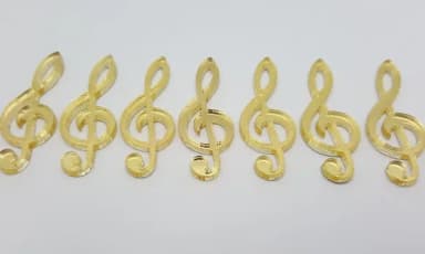 Aplique de Nota Musical em Acrílico Espelhado Dourado