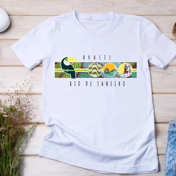 Camiseta Rio de Janeiro Brasil Cristo Redentor Pão de Açúcar