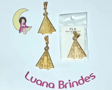 Pingente Nossa Senhora Dourado de Aço Inoxidável Pacote com