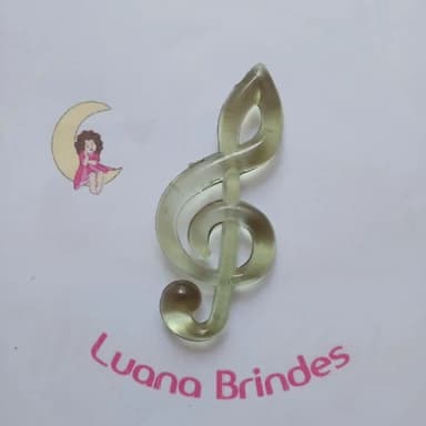 Pingente Nota Musical Verde Acrilico 7,5cm 5 Unidades