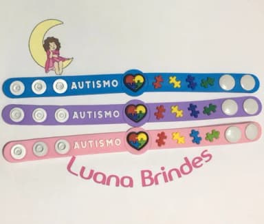 Pulseira Modelo Autismo Coloridas Emborrachado - Pct C/30 un