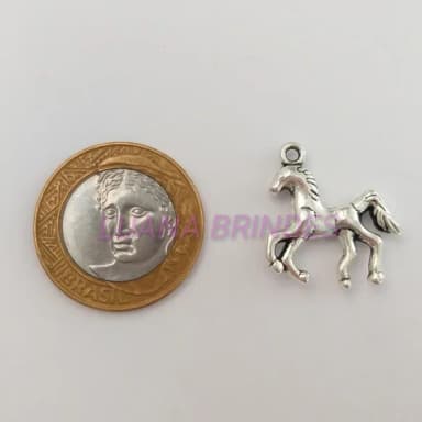 Pingente Cavalo de Metal em Prata - Pct c/ 10 Unidades