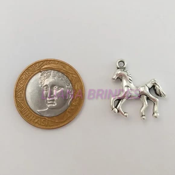 Pingente Cavalo de Metal em Prata - Pct c/ 10 Unidades