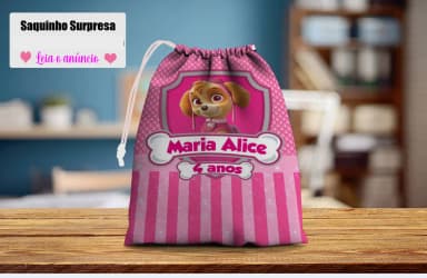 Saquinho Supresa para lembrancinhas da Skye Patrulha Canina