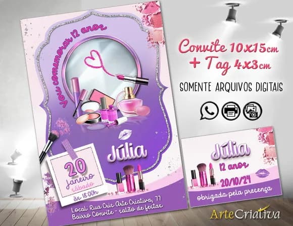Convite Digital C/tag Maquiagem