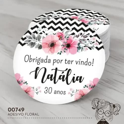 Adesivo Redondo Floral - 00749