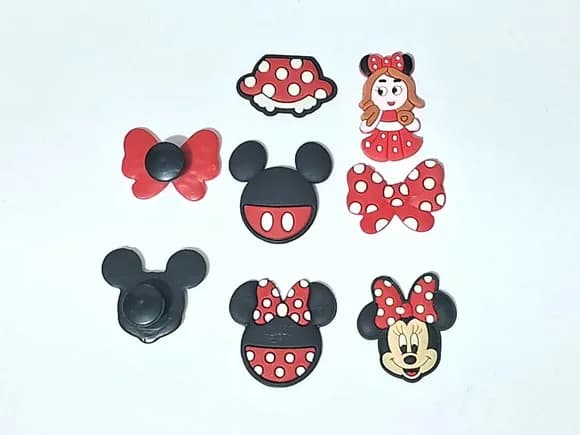 Pins para Crocs Minnie Emborrachado Pacotes com 6 Unidades