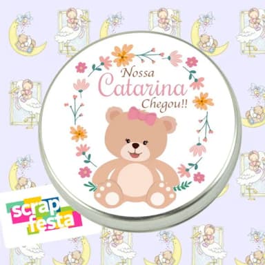 Latinha Personalizada Maternidade Nascimento Menina Ursa